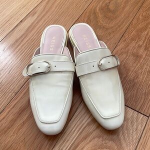 Reiss Rene Patent Slip on Mules in White
